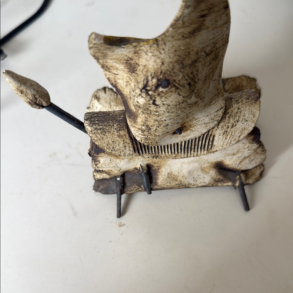 Rustic Warrior Sculpture - Yellow and Brown - Picture 5 of 10
